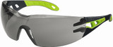 Order In - uvex pheos 9192-304 Safety Glasses - Black/Green Temple - Supravision Excellence Coating - Anti-Scratch/Anti-Fog - Chemical Resistant - Grey 23% VLT Lens