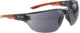 Order In - Bolle Ness+ NESSPPSF Safety Glasses - Wrap-Around - Non-Slip Nost Bridge - Black/Orange Temple - Platinum Coating - Anti-Scratch/Anti-Fog - Smoke Lens