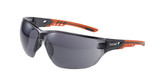 Order In - Bolle Ness+ NESSPPSF Safety Glasses - Wrap-Around - Non-Slip Nost Bridge - Black/Orange Temple - Platinum Coating - Anti-Scratch/Anti-Fog - Smoke Lens