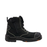 Order In - King Gee K28008 Men's Reflective Bennu Pro 6 Safety Boot - Zip Sided - Steel Toe - 6 Inch - Nubuck Leather - Kevlar Thread - Black