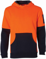 Order In - Hard Yakka Men's Two-Tone Brushed Fleece Hoodie - Orange/Navy - Y19325