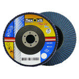 Flexovit 115mm x 22mm Zirconia Flap Discs 120 Grit - 66261039221