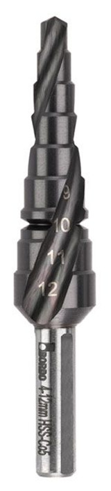 Bordo 4-12x1mm Spiral Flute HSS Cobalt Step Drill - 2602-M1