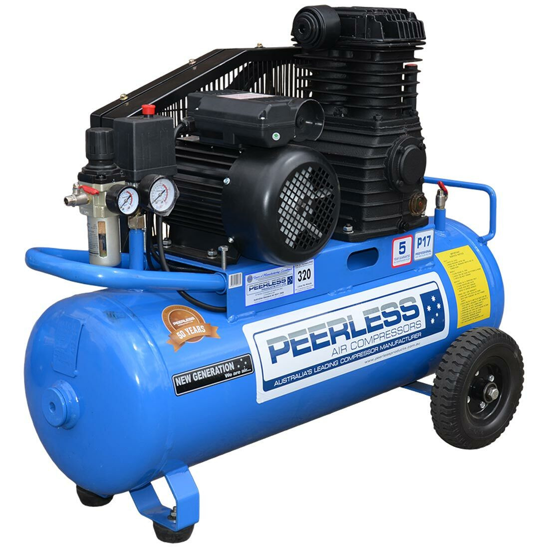 Peerless P17 320 L/M Belt Drive Air Compressor with Filter Regulator 55 Litre Tank 00087