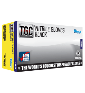TGC Black Nitrile Disposable Gloves Medium - 160002