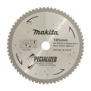 Makita Specialized Saw Blade Metal TCT 64T 185mm - B-31675