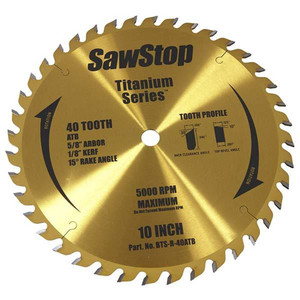 Special Order - Sawstop 40T Titanium Series Blade - SST-BTSR40ATB