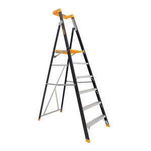 Gorilla Platform ladder 6 Step (1.74m) Pro-Lite Fibreglass 150kg Industrial - FPL006-PRO