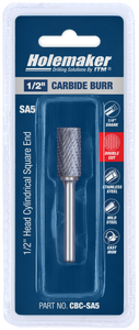ITM Holemaker Carbide Burr Cylindrical Square End 1/2" X 1" Head 1/4" Shank - CBC-SA5