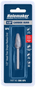 ITM Holemaker Carbide Burr Tree Shape Radius 1/2" X 1" Head 1/4" Shank - CBC-SF5