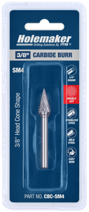 ITM Holemaker Carbide Burr Cone Shape 3/8" X 3/4" Head 1/4" Shank - CBC-SM4