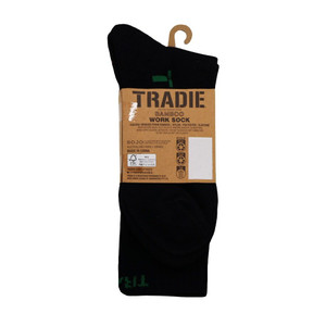 Tradie Mens 2Pk Ribbed Bamboo Crew Black Size 11-13 - SMT4102SJB11