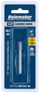 Order In - ITM Holemaker Carbide Burr Cylindrical Radius End 1/4" X 5/8" Head 1/4" Shank AC - CBC-SC1-AC