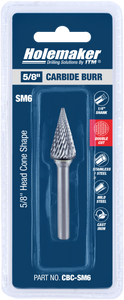 Order In - ITM Holemaker Carbide Burr Cone Shape 5/8" X 1-1/8" Head 1/4" Shank - CBC-SM6