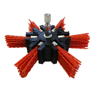 Order In - Josco Brush Wheel 100 80G Fan 6.3 Hex Spindle Red Abrasive Nylon - JAF100R