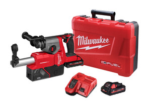 Milwaukee M18 FUEL™ 16mm SDS Plus Rotary Hammer with Dust Extractor Kit (2x 3.0Ah HO, HAMMERVAC™ 16mm, Case) - M18FHAC16DDE302HC