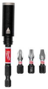 Milwaukee SHOCKWAVE™ Screw Engaging Magnetic Bit Holder 76mm (3”) 4PC Set - 48327905