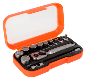 Order In - Bahco Square Drive Socket Set With Metric Hex Profile 1/4” 13 Piece - SBS13MC10.5