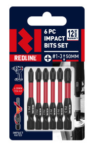 Order In - Redline Phillips Impact Driver Bit PH1-3 X 50 MM 6 Piece - RL455106