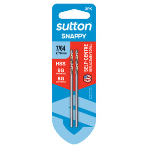 Order In - Sutton Snappy Self-Centre HSS Replacement Drill Bit 7/64" 2 Pack - D526H0278