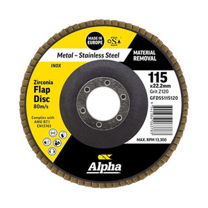 Order In - Alpha Flap Disc Z120 Grit Zirconia  Bulk 115 MM - GFDSS115120