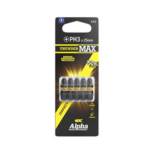 Order In - Alpha ThunderMax Impact Insert Bit PH3 x 25 MM 5 Pack - CPH325SM-5