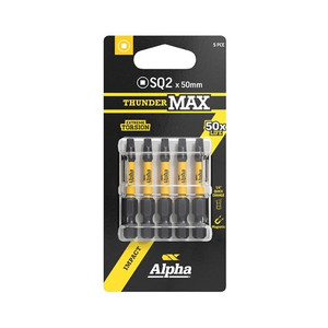 Order In - Alpha ThunderMax Impact Power Bit SQ2 x 50mm 5 Pack - CSQ250SM-5