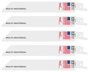 Milwaukee SAWZALL™ Thin Kerf Multi-Material 150 MM 6" 8/12TPI Blade 5 Pack - 48475091