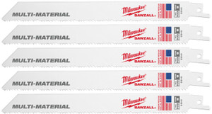 Milwaukee SAWZALL™ Thin Kerf Multi-Material 200 MM 8" 10/14TPI Blade 5 Pack - 48475193