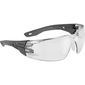 BOLLÉ SAFETY SPECS RUSH+ 2.0 Black/Grey Frame Platinum Clear PC lens Anti Scratch/Anti Fog - RUSPMN10A