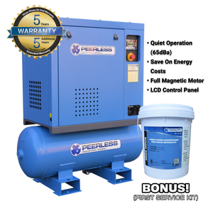 Order In - Peerless HQE7.5  Variable Speed High Pressure Rotary Screw Air Compressor Tank Mount - HQE7.5VSHP-110