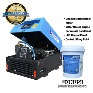 Order In - Peerless P125D Diesel Base Mount Rotary Screw Air Compressor - P125D