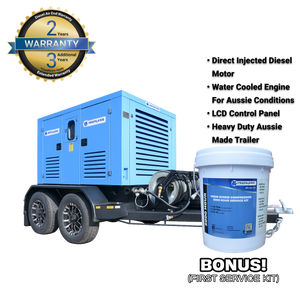 Order In - Peerless  P400D Diesel Trailer Mount Rotary Screw Air Compressor - P400D-T