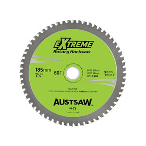 Order In - Austsaw Rotary Hacksaw Blade 185 MM 7"  Bore 20/16 MM 60 Teeth - RHS185201660