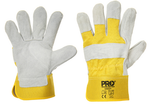Order In - Pro Choice 940GY Safety Gear Yellow/ Grey Leather Gloves - One Size - 940GY