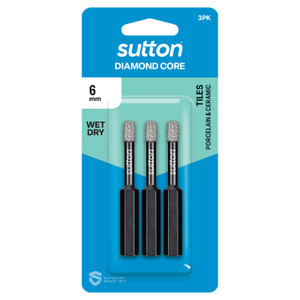 Order In - Sutton Tools Wet/Dry Diamond Grit Holesaw Bit Set 6mm 3 Piece - D618T0600
