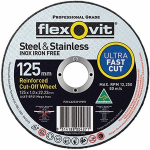 Order In - Flexovit 66252841599 A46TBF41 Stainless Steel Cut Off Wheel - 125 x 2 x 22mm