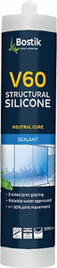 Order In - Bostik 30840201 - V60 Glazing Silicone Sealant - High-Performance - Cartridge - White - 300 gram