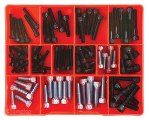 Order In - Champion Fasteners Socket Head Cap Screw Kit - High-Tensile - Steel - BSW - 3/16 to 5/16" - 92 Pieces - CA1418 - Champion
