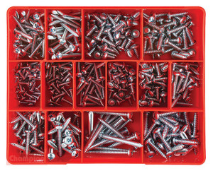 Order In - Champion Fasteners Self-Tapping Screw Kit - Pan Head - Phillips - Steel - Zinc Plated - 6 to 12G - 415 Pieces - CA1710 - Champion