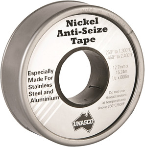 Order In - Unasco Tape - Anti-Seize - PTFE - Nickel - 12mm x 15m - T4HN001