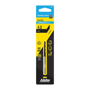 Order In - Alpha C9LMP040 Jobber Drill Bit - Stainless Plus - Metric - Carded - 4.0mm