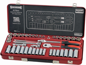 Order In - 43-Piece Socket Set - Imperial/Metric - 3/8" Square Drive - SCMT13107 - Sidchrome