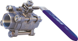Order In - Ball Valve - 3-Piece - Stainless Steel Grade 316 - 20 mm - 3/4" - F&F - BSPT - 1000 PSI - SS3P-20MM