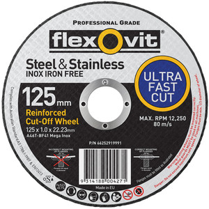 Order In - Flexovit 66252919991 A46TBF41 Stainless Steel Cut Off Wheel - 125 x 1 x 22mm