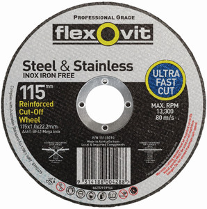 Order In - Flexovit 66252919966 A46TBF41 Stainless Steel Cut Off Wheel - 115 x 1 x 22mm