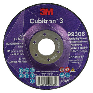 Order In - 3M Cubitron 3 XC991967537 Depressed Centre Metal Grinding Wheel - 115x7x22mm