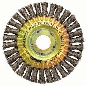 Order In - Josco 5828/SS Stainless Steel Twist Knot Wire Pipeline Wheel Brush - 125 X 22mm