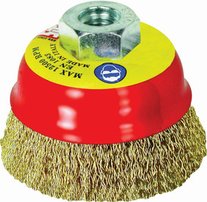 Order In - SIT T80.03BRS Brass Crimped Wire Cup Brush - 80 X 14mm
