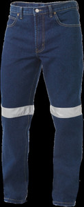 Order In - King Gee K53030 Men's Work Jeans - Reflective Tape - Indigo Denim - Stonewash - 87S